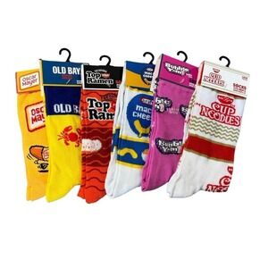 Odd Sox Novelty Crazy Socks Noodles Hot Dogs Gum Mac Cheese Mens Sz 6-12 Crew